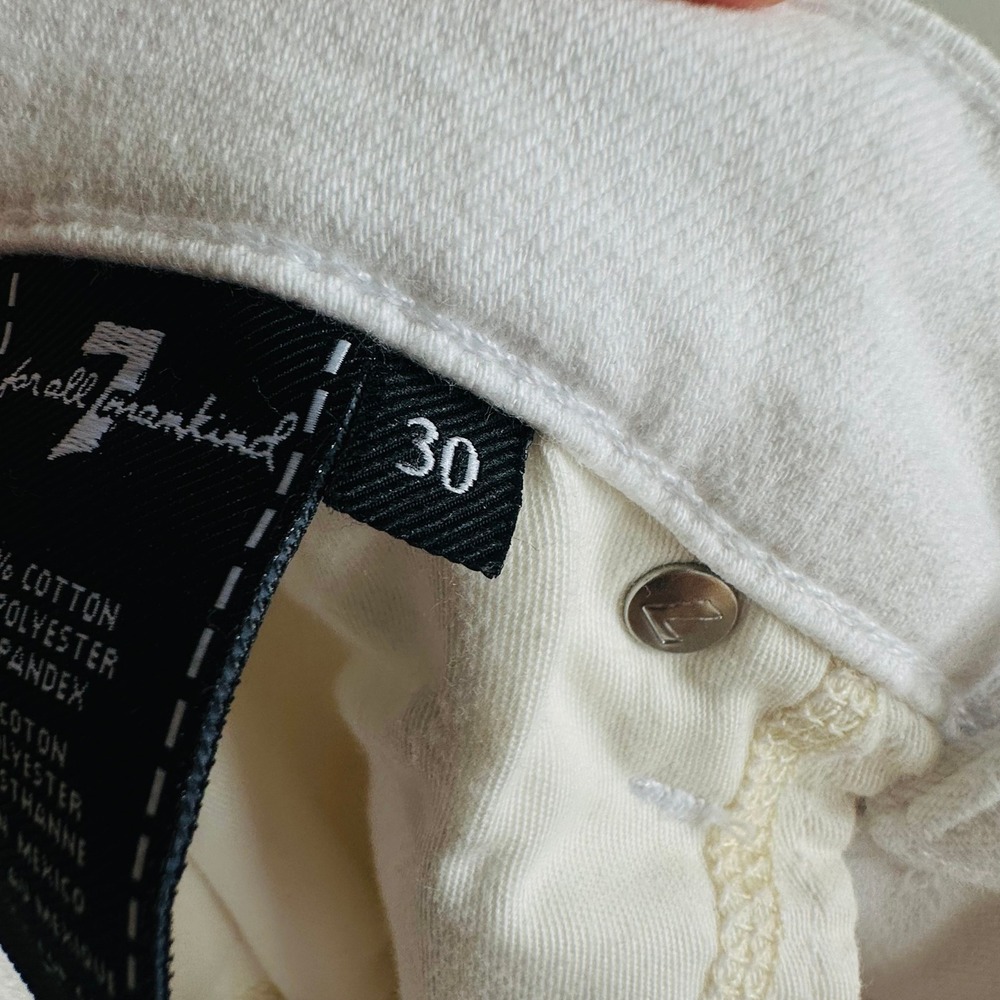 7 For All Mankind White Denim Adrien Jeans Women's Size 30 Premium Straight Leg - Picture 6 of 8